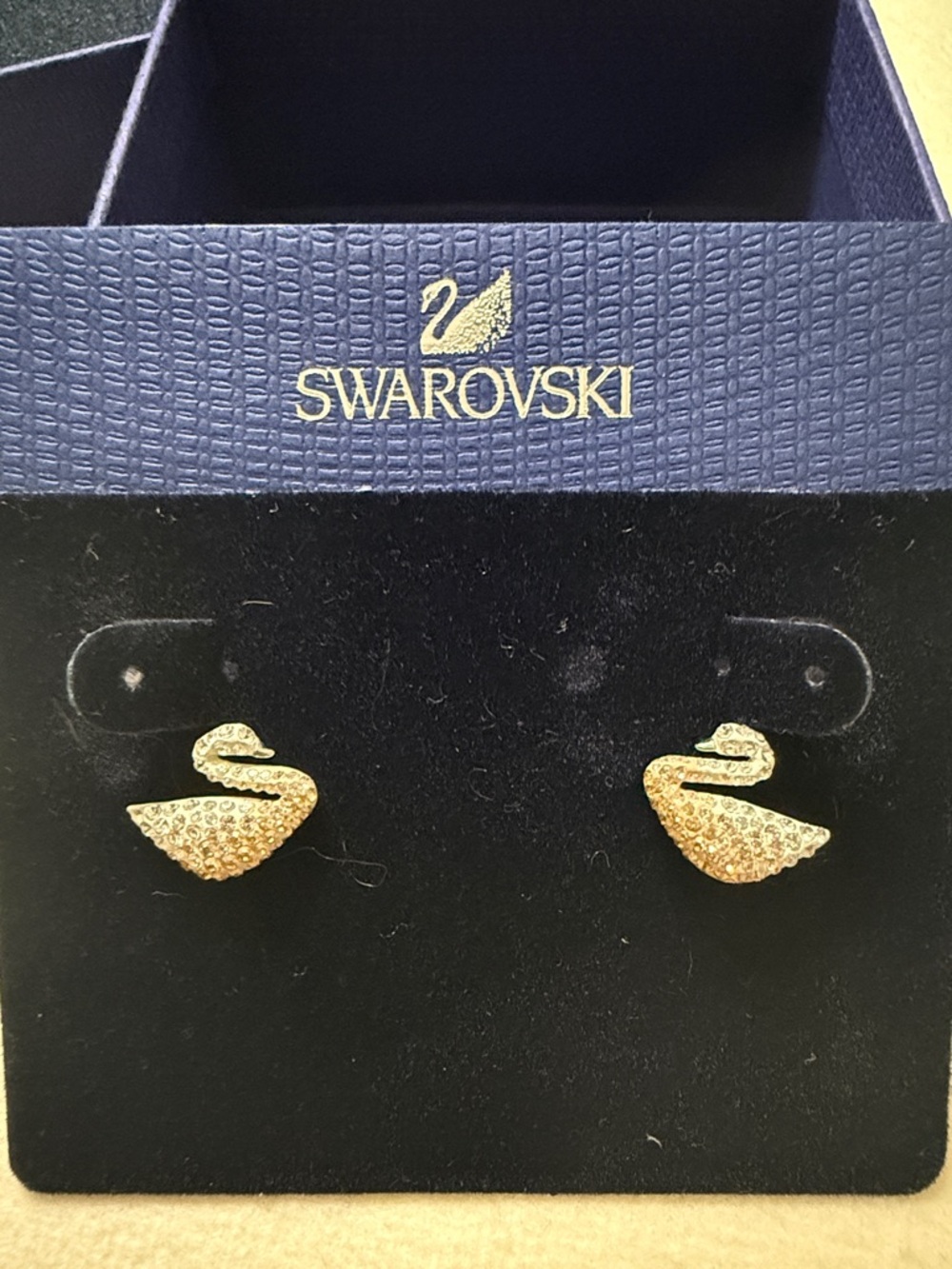 Swarovski Gold Swan Crystal Stud Earrings